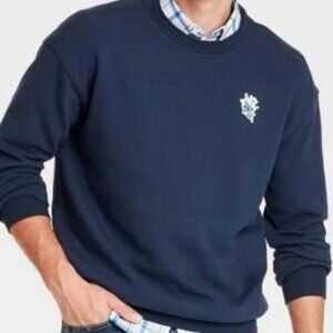 Goodfellow & Co Sweatshirt Mens Sz Large Blue Relaxed Fit Crewneck Embroidered